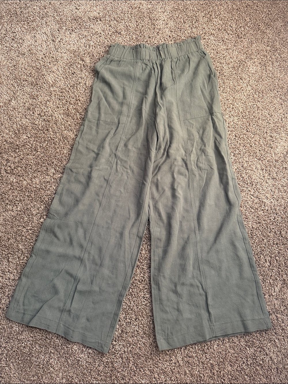 Women’s Olive Wide-Leg Casual Pants